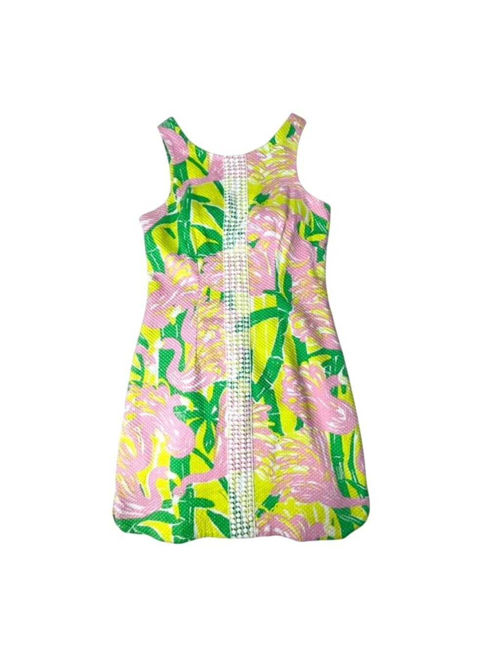 Lilly Pulitzer Target Pink Green Floral Textured Shift Dress Size 2 Tropical